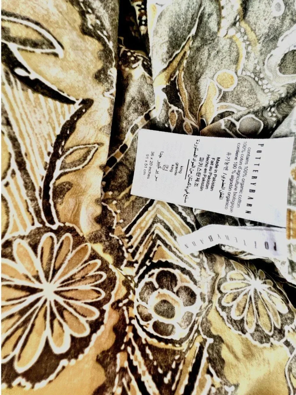 POTTERY BARN Pillow Sham KING Jacquelyn Medallion 100% Organic Cotton Sateen